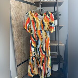 Anthropologie Maeve Flowy Puff Sleeve Maxi Dress SIZE M petite